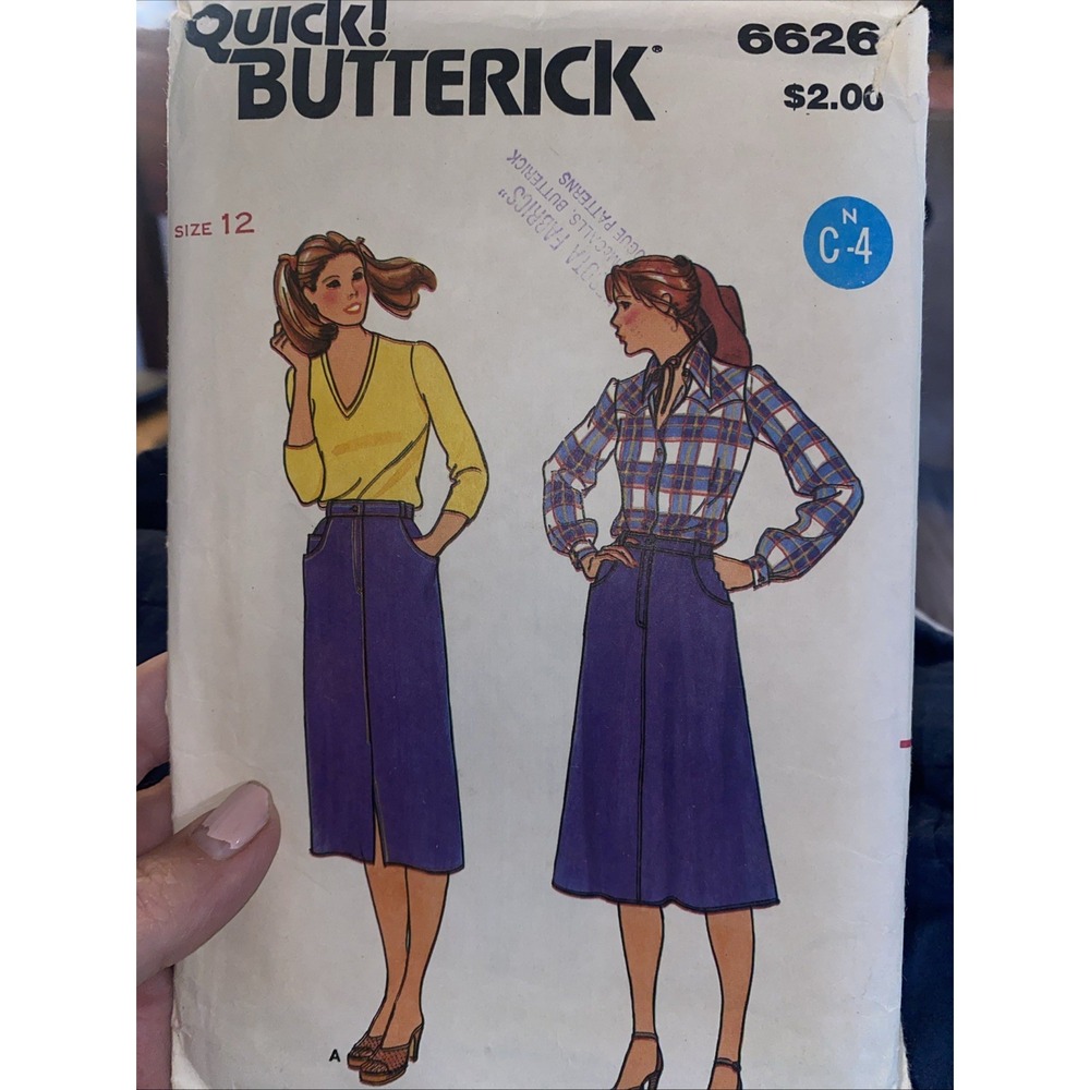 Vintage Quick Butterick Skirt Sewing Pattern 6626 Size 12 Cut Complete